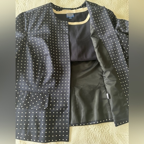 Pendleton Blazer Jacket Midnight Blue Silk Blend Graphic Dot No Close size 20W - Picture 14 of 15